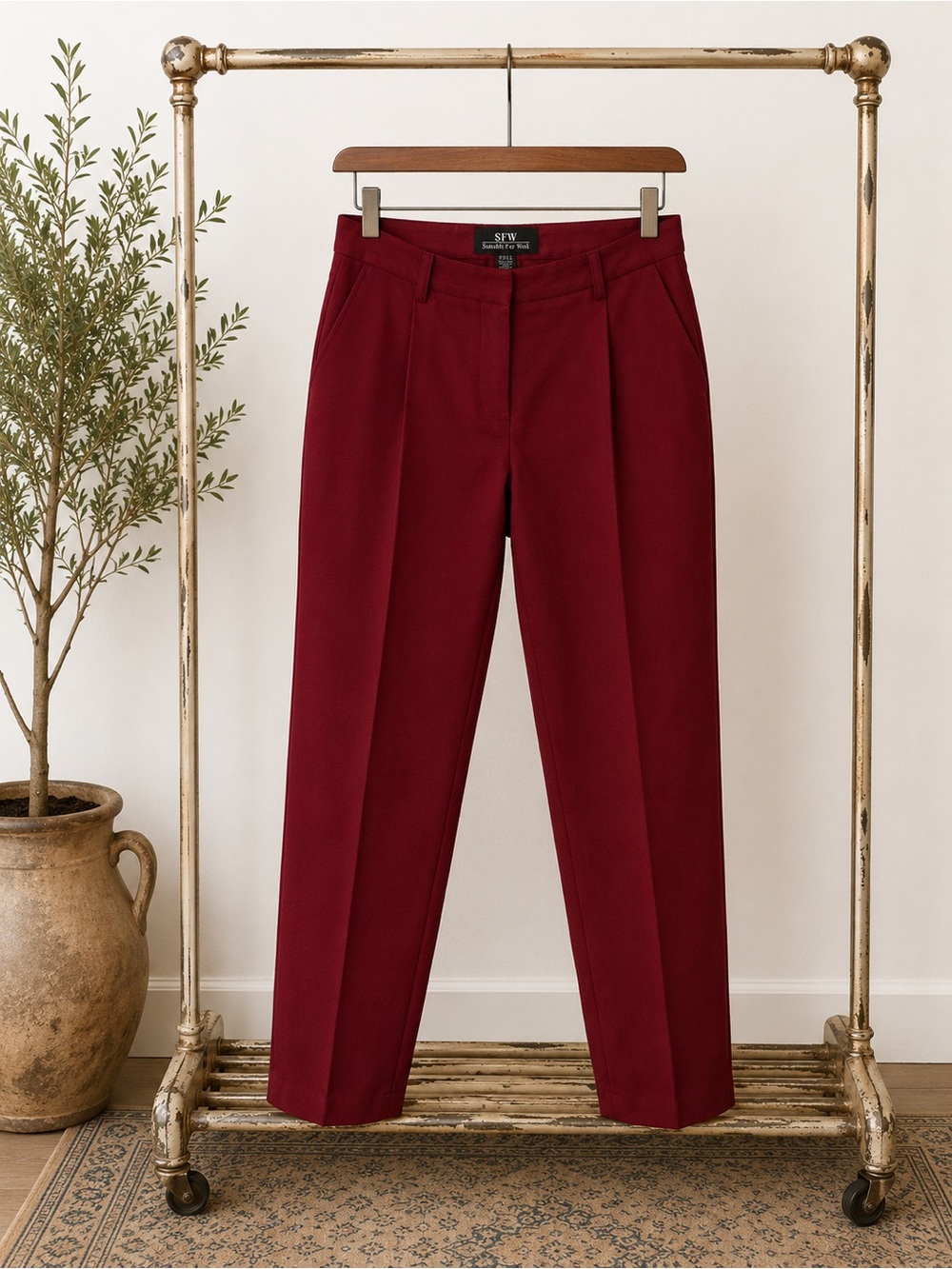 Women's Burgundy Tailored Trousers